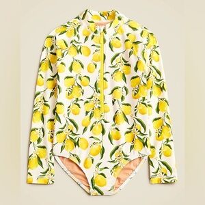 Crewcuts rashguard one piece swimsuit lemons long sleeve zip up toddler girl